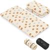 GIANTEX Materasso da pavimento Futon Giapponese, Tappetino Tatami Pieghevole e Portatile, Materasso Pieghevole con Borsa da Trasporto e Fodera Rimovibile (Beige+Orso, 90 x 200 cm)