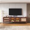 NIUAWASA Mobile TV marrone, 180 x 40 x 50 cm, per TV da 80 pollici, con 2 cassetti in rattan, 2 ante in vetro a cupola e 1 porta in rattan illuminazione a LED