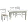 Vicentini arreda TAVOLO DUETTO ALLUNGABILE IN LEGNO SHABBY CHIC CON 4 SEDIE MIKY PAGLIA (100x70 (180))