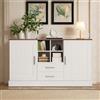 Wiuzo Credenza 140 x 40 x 79,5 cm, venature del legno bianco e marrone - 2 ante, 2 cassetti