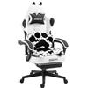 Dowinx Sedia da gaming ergonomica con poggiapiedi, sedia da gioco e PC da gioco con tessuto, sedia da scrivania ergonomica, comoda da giocare, per adulti, bianco e nero