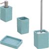 Inbagno Set 4 Accessori Bagno in Resina, con Dispenser per Sapone, Portaspazzolini, Portasaponetta e Portascopino