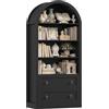 FirFurd 177 cm Libreria Verticale, Libreria ad Arco a 2 Cassetti, Nero