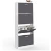 IDMarket - Scarpiera KLARK bianca a 4 ante grigio chiaro