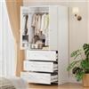 VOWNER Armadio Multiuso 2 Ante, Armadio Camera da Letto, Guardaroba 3 cassetti, Ante a Battente, 80 x 180 x 48 (L x A x P) cm, Legno ingegnerizzato, Bianco, per Camera, Corridoio