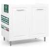 Shally Dogan Mobile Sottolavello Base per Cucina con Due Ante Design Boiserie, Mobiletto Componibile con Struttura in Legno Robusta, Mobile Sotto Lavello, 80 x 50 x 85H cm (Bianco)
