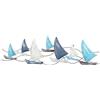 levandeo Decorazione da parete, lunghezza 74 cm, motivo barca a vela, colore: blu, grigio, bianco, marittimo, decorazione in metallo, decorazione industriale da parete, design marinaio AHOI