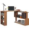 HOMCOM Scrivania Angolare Reversibile con 5 Ripiani Portaoggetti, Scrivania ad Angolo per Computer in Legno, per Ufficio, Soggiorno e Studio, Stile Industriale, 120x110x74.5 cm, Color Acero