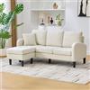 NADEUSAK Divano angolare a forma di L, beige chiaro, 77 x 118 x 166 cm, con chaise longue, divano a 3 posti, tessuto di cotone traspirante, gambe in plastica, design modulare