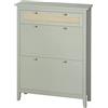 HOMCOM Scarpiera Bohemien chic con 2 ante a battente, 2 cassetti regolabili, in MDF color foglia di tè effetto rattan