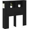 vidaXL Testata del letto con lo scaffale Rovere Nero Legno multistrato, Essenziali per la camera, testata moderna, soluzioni decorative di stoccaggio, mobili salvaspazio da parete