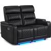 MCombo M Poltrona da cinema, regolabile elettricamente, Zero-Gravity, poggiatesta regolabile, divano con funzione letto, cuscino di seduta in schiuma piena 35D 7705 (2 posti senza console)