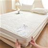 Odot Trapuntati Lenzuola Coprimaterasso con Angoli, Impermeabile Jacquard Extra Profondo Morbido Elastica Proteggi Coprimaterasso per Letto Singolo Matrimoniale King Size (180x220+30cm,Bianco)