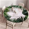 Morbuy Tovaglia per Tavolo Rotondo con Elastico, Stampa Fiori 3D Tovaglia Rotonda Antimacchia Impermeabile con Bordo Elastico Tovaglie Copritavolo per Cucina (Foglia Verde,Diametro 110cm)