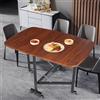 Gdetnysty Tavolo pieghevole da pranzo, 120 x 80 x 75 cm, portata 100 kg, con 6 ruote girevoli e freni, impermeabile, effetto legno, per balcone, terrazza, giardino, mobile (marrone)