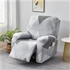 FANSU Copripoltrona Relax Reclinabile Elettrica Universale 1/2/3 Posto Moda Stampa Copripoltrona Reclinabile Elasticizzato Coprisedile con Tasche, Fodere per Poltrona Relax (Grigio,1 Posto)