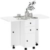 HOMCOM Tavolo da Pranzo Pieghevole, Tavolo Cucina a Ribalta con Ruote a Freno per 6 Persone, Scrivania Richiudibile con 2 Cassetti e Armadietto, per Soggiorno, 120x60x76.5 cm, Bianco