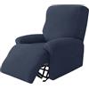 Hearda Copripoltrona Relax Reclinabile, Jacquard di Peluche Fodere Poltrona Relax Elasticizzato Copripoltrona 1 Posto con Tasca Copripoltrona Reclinabile Fodere per Poltrone (Blu Navy)