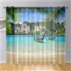 Surwin Tende per Interni, Stampa Oceanica Tende a Vetro con Occhielli, 2 Pezzi Tende Camera da Letto, Tende Voile Semi Trasparenti, per Camera da Letto, Cucina, Soggiorno (107x244cm,Barca)