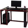 Mendler Scrivania Ufficio Computer HWC-J26 MDF 60x120x76cm Nero e Rosso