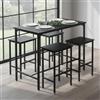 anrekl Set tavolo da pranzo e sedie da 5 pezzi, tavolo alto con sgabelli, angolo bar per la casa, adatto per cucina sala da pranzo soggiorno, tavolo da bar 100x60x90 cm, nero
