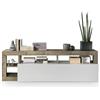 AVANTI TRENDSTORE - Amburgo - Mobile TV in legno laminato nel colore bianco lucido/decoro in legno, 1 anta a ribalta e 4 vani aperti. Dimensioni LAP ca. 184x58x42cm