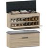 CDF Scarpiera con Seduta e Vano Contenitore Panca da Ingresso Moderna con Anta a Ribalta e Ripiano Interno Salvaspazio 100 x 35 x 49 cm - Rovere Sonoma