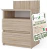 CDF Malwa M1 - Comodino con 2 cassetti, in rovere Sonoma