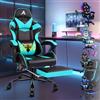 ALFORDSON Sedia Gaming Massaggiante, Sedia Gamer Professionale con Cuscino Lombare & Poggiatesta, Poltrona Ergonomica da Ufficio con Poggiapiedi, Regolabile 90-150°, Portata 180 kg, Similpelle(Ciana)