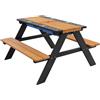ML DESIGN modern living ML-Design - Seggiolini 2 in 1 con tavolo sabbia-acqua, legno massiccio, 2 vasche giardino, esterno, tavolo picnic