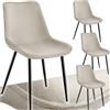 tectake® Set 4 Sedie Sala da Pranzo Effetto Velluto, Sedie Soggiorno con Morbida Imbottitura, Seduta Ergonomica, Poltrone Velluto Versatili, Sedie Design Moderno - Crema