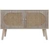 Rebecca Mobili Mobiletto Ingresso, Mobile Basso, 2 Ante, Legno Rattan MDF, Marrone, Salvaspazio, Con Piedi - Misure HxLxP: 52 x 80 x 30 cm - Art. RE6853