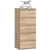 AKORD | Cassettiera a 5 Cassetti | Credenza Alta | Moderna Mobiletto per Soggiorno Sala da Pranzo Camera da Letto Corridoio Bagno | Armadio Cameretta | 35x40x92 cm | Rovere Sonoma
