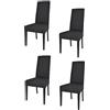 t m c s Tommychairs - Set 4 sedie modello Chiara per cucina bar e sala da pranzo, robusta struttura in legno di faggio verniciata nero, seduta e schienale imbottiti e rivestiti in tessuto color nero