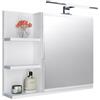 FreshYou Mobiletto a specchio 60x50 bianco, per il bagno con mensole, specchio da bagno, mobiletto sospeso - da parete, LAMPADA LED - Sinistra