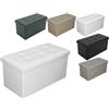 EGIDIO Egidioshop. Cassapanca con Contenitore Pouf Poggiapiedi, Sgabello Pieghevole, Ampia Capacità di Carico Seduta Imbottita. Bianco Nero Beige (bianco)