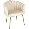 SAMIRA Poltrona conchiglia in velluto poltroncina vintage mod. Perla (1, Beige)