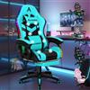 ALFORDSON Sedia Gaming Massaggiante con Luci LED,Poltrona Scrivania con Poggiapiedi,Sedia Ergonomica Gamer per Ufficio Domestico,Schienale Regolabile 90-150°,Portata 180KG, Similpelle(Ciana)