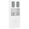 LIFEZEAL Mobile Bagno, Mobiletto Bagno Salvaspazio, 60x30x148,5cm, Armadietto Alto con Ante in Vetro e Ripiani Regolabili, Arredo Indipendente, Armadio Multiuso per Cucina e Soggiorno, Credenza Bianco