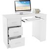 ML DESIGN modern living ML-Design Scrivania Bianca Con 3 Cassetti 3 Ripiani E Cassetto Per Tastiera 110x49x75 cm Pannelli MDF Moderno Elegante Spazio Di Archiviazione Tavolo Da Lavoro Ufficio Studio Computer Laptop PC