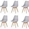 HJhomeheart Sedie Sala da Pranzo, Set di 6 Sedie, Gambe in legno massello, Design Nordico Ergonomico, Sedie Cucina, Sedie Moderne (Grigio-6)