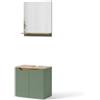 Vicco Set di mobili da bagno Marelle, Verde/Rovere artigianale 60 cm | 2 pezzi · Mobile sottolavabo · Specchio