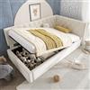 Kebnor Letto imbottito, 90 x 200 cm, divano letto con vano idraulico, letto per bambini, con rete a doghe in legno, velluto (senza materasso) (beige)