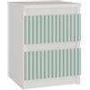 CDF Comodino M2 Malwa, comodino | Colore: bianco/verde menta | ideale per camera da letto, cameretta dei bambini, adolescenti | facile da montare | due cassetti spaziosi | Cassetti senza maniglie