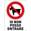 Graficamente Io Non Posso Entrare Divieto di Accesso ai Cani - Adesivo in PVC Laminato, per Interno ed Esterno, insensibile alle intemperie. Adatto a Tutte Le superfici Lisce e pulite