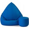 Slevobox Pouf Poltrona Sacco con Poggiapiedi Blu Cobalto 112x82x82 cm - Pouf Sacco XXL da Esterno Impermeabile - Pratico e Facile da Trasportare - Bean Bag per Adulti e Bambini - Fodera Lavabile