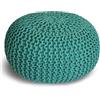 Casamia Pouf Ø 55 cm Pouf a maglia/sgabello da seduta, cuscino da pavimento, 45 cm, per interni, diametro 55 cm, colore turchese