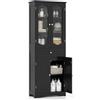 COSTWAY Armadietto Salvaspazio 60 x 30 x 160cm, Mobile Bagno con 2 Ripiani Regolabili, Cassetto e 2 Porte in Vetro Temprato, Armadio da Bagno per Ufficio, Soggiorno e Camera da Letto, Bianco (Nero)