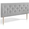 marcKonfort Testiera di Tessuto Oslo 140X100, Grigio, Gambe di Legno, Kit Montaggio Incluso