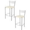 t m c s Tommychairs - Set 2 sgabelli alti modello Elegance per cucina e bar, struttura in acciaio verniciata colore alluminio e seduta imbottita e rivestita in pelle artificiale colore avorio